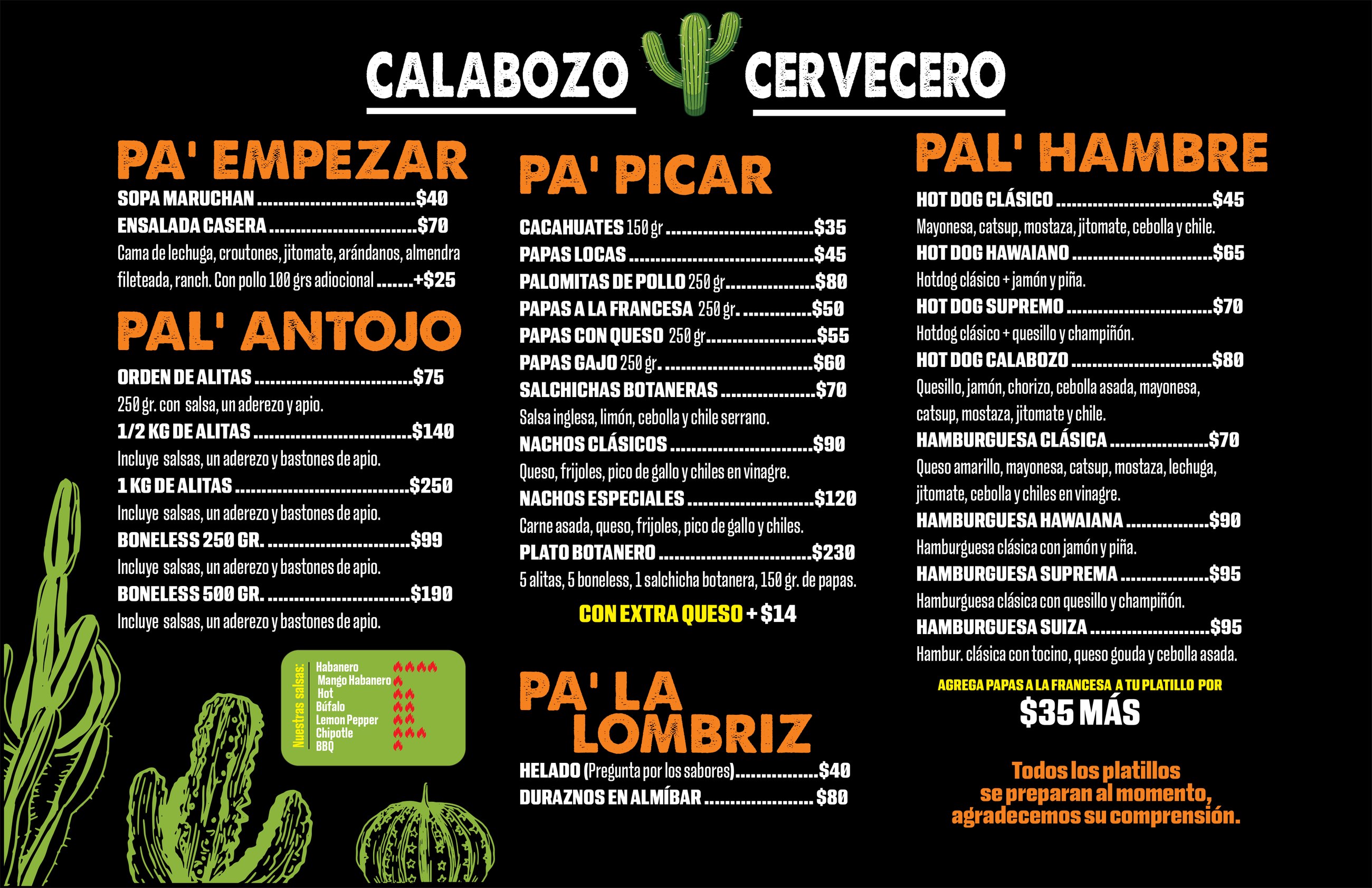Menú de comida